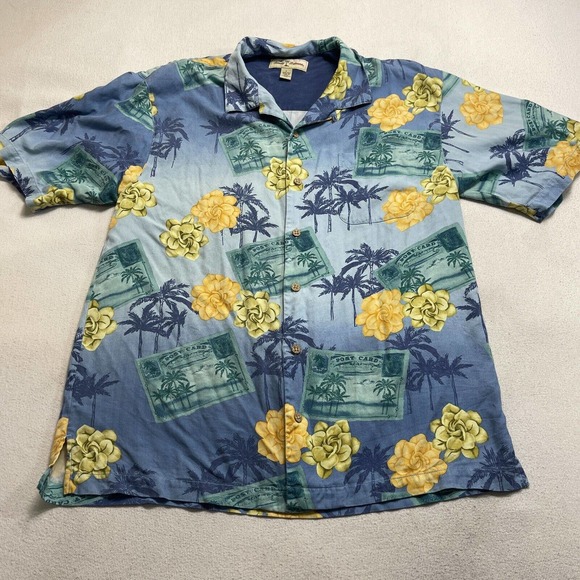 Tommy Bahama Other - Tommy Bahama Shirt Mens Size Large Hawaiian Blue Short Sleeve Button Front Blue